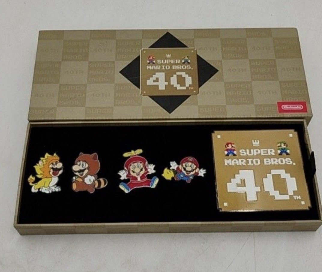 Super Mario Bros. 40th Anniversary Pin Set Promotional New Super Mario Bros. 40th Anniversary Pin Set Promotional New