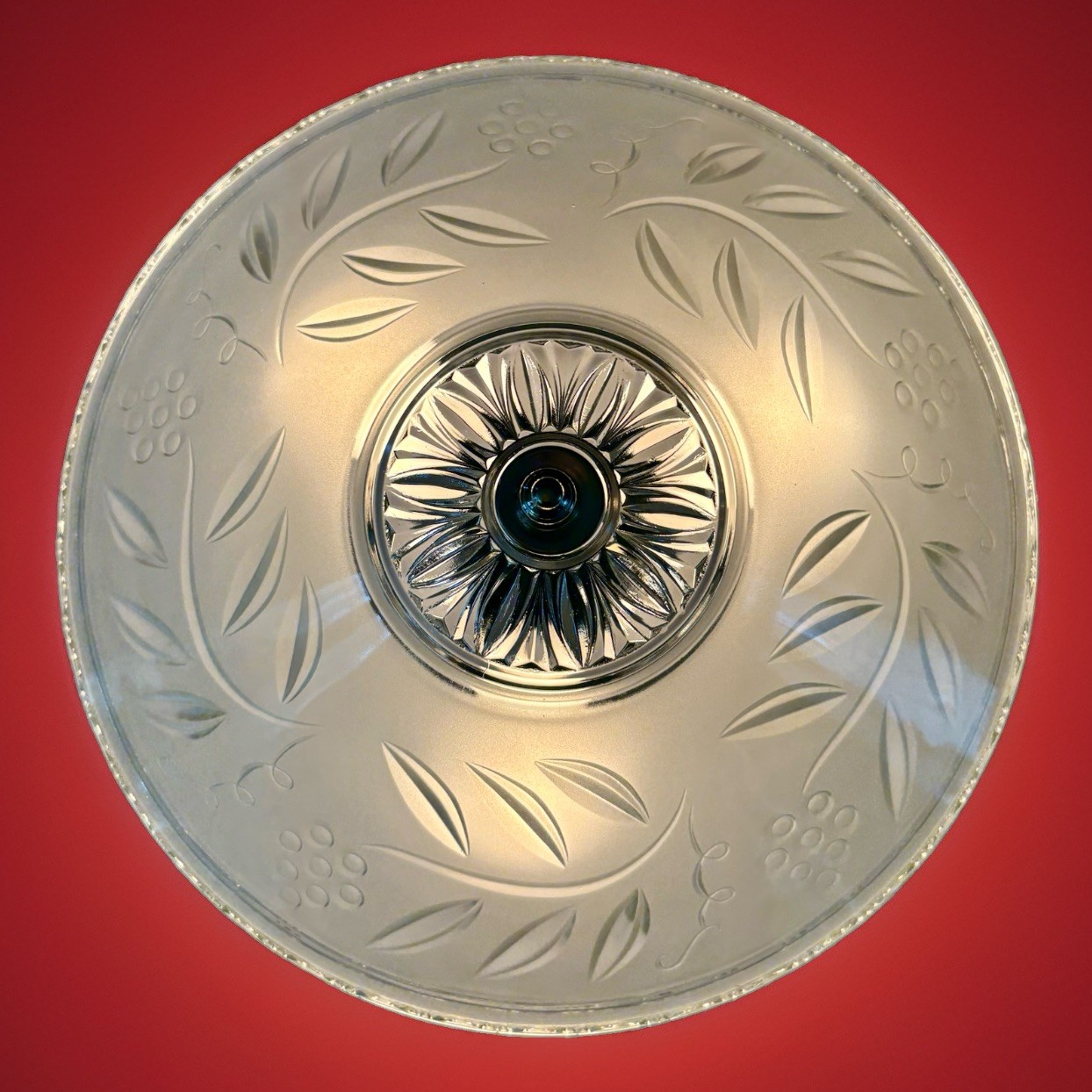 Antique/Vintage 1930's-1940's Art Deco Nouveau Glass Ceiling Light Fixture
