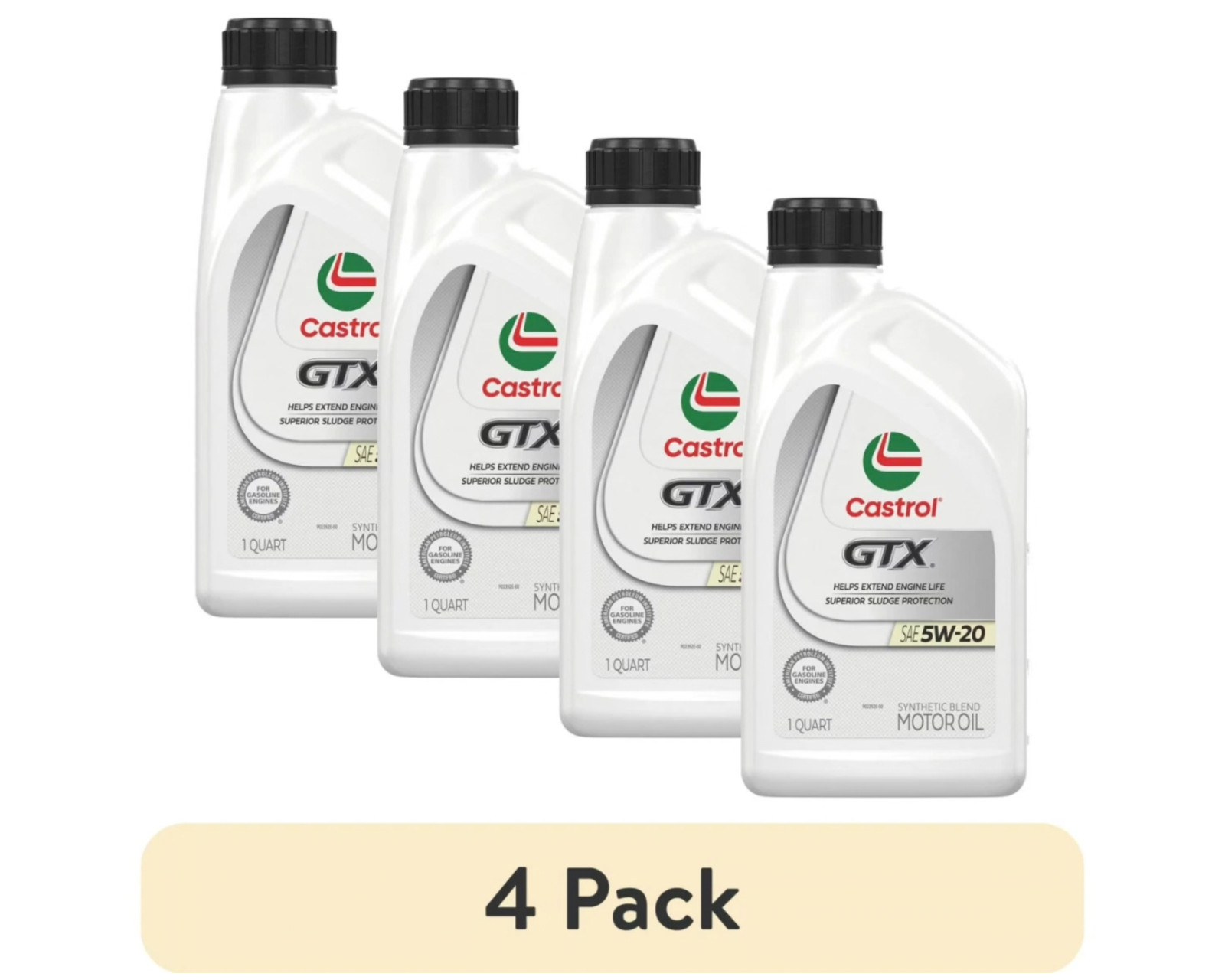 4 Pack Castrol GTX 5W-20 Synthetic Blend Motor Oil, 1 Quarts - 4 Pack Castrol GTX 5W-20 Synthetic Blend Motor Oil, 1 Quarts -