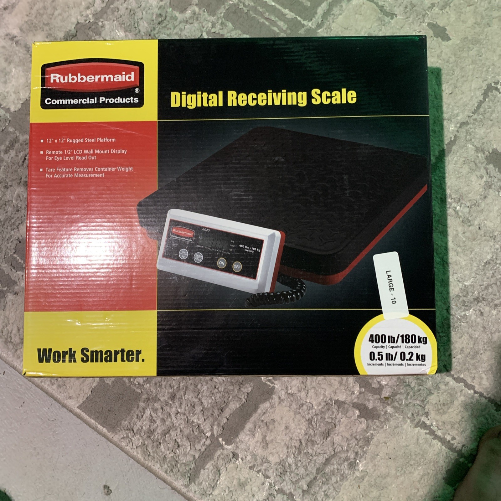 Rubbermaid Commercial Digital Receiving Scale 400lb Capacity 12x12