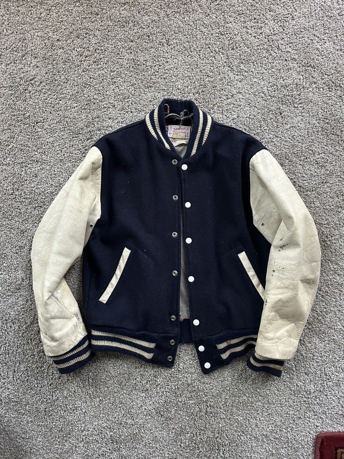 VTG 1950s 60’s Varsity Leather Jacket Wool - Heidi Slimane