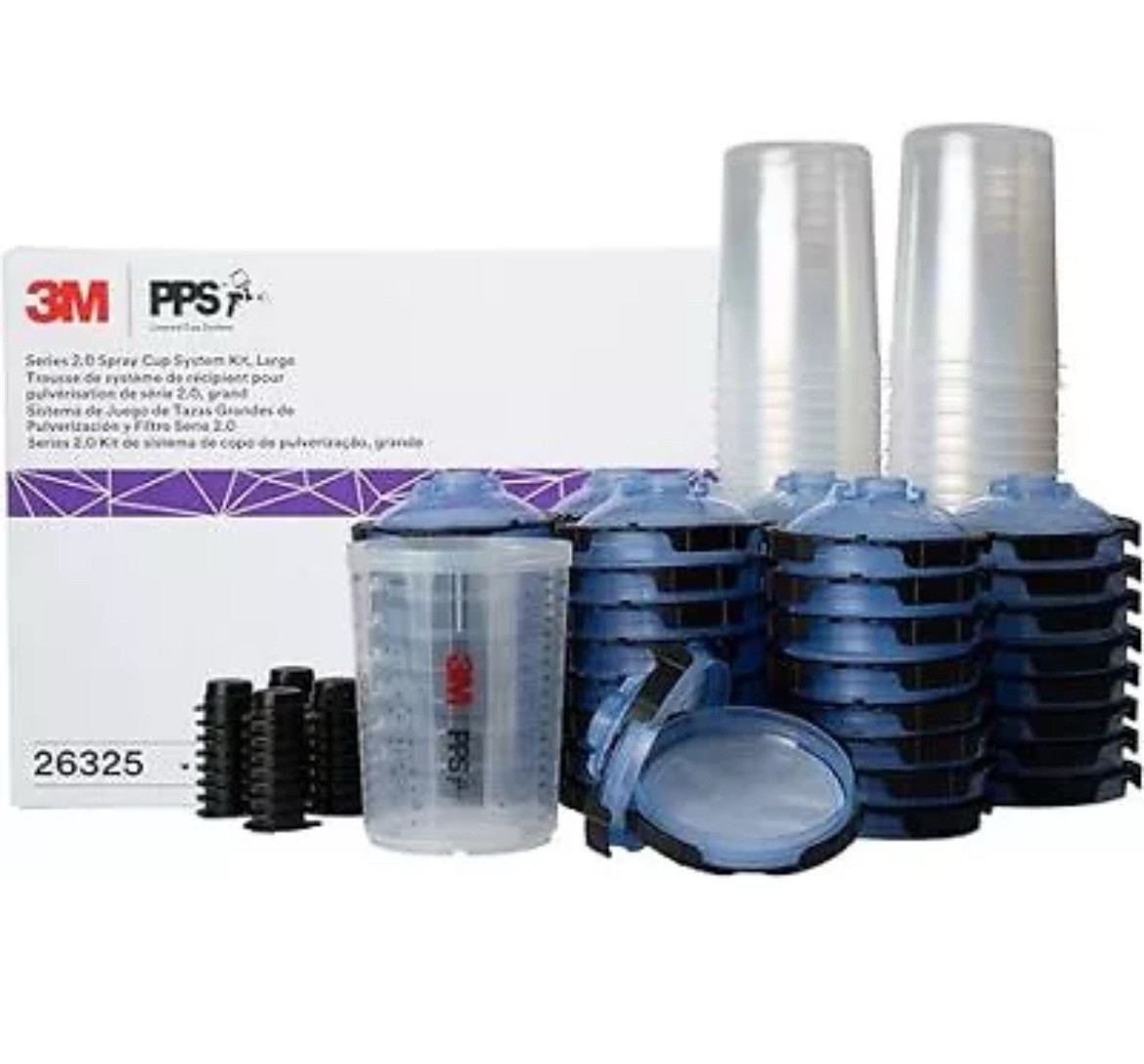 3M 26325 PPS 2.0 Spray Gun Cup, Paint Repair Refinish Lids and Liners Kit Large 3M 26325 PPS 2.0 Spray Gun Cup, Paint Repair Refinish Lids and Liners Kit Large