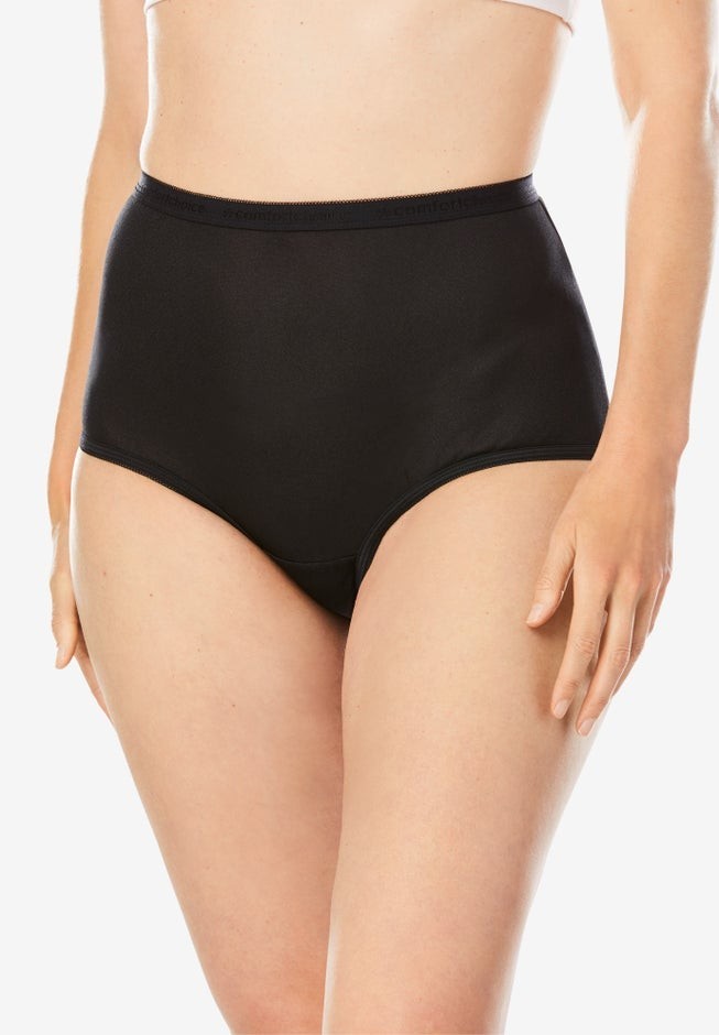 Catherine\'s 5-Pack Tag-Free Full Coverage Solid Black Cotton Briefs - Size 14