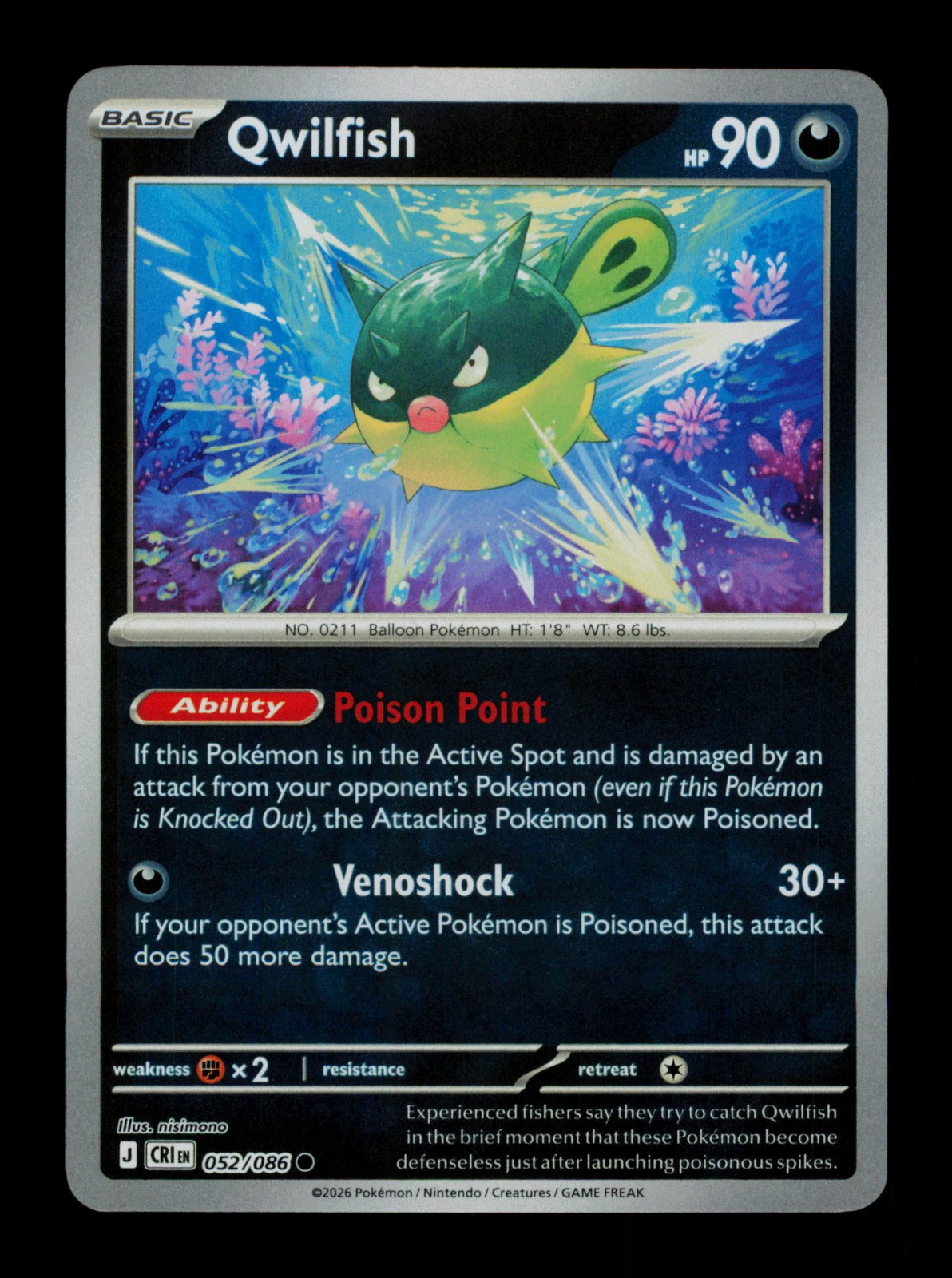 Qwilfish 052/086 Chaos Rising Holo Pokemon TCG Qwilfish 052/086 Chaos Rising Holo Pokemon TCG