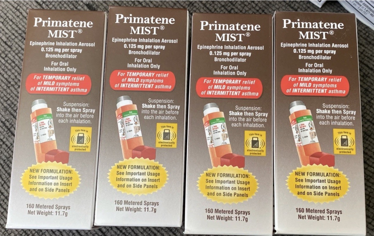4 Pack Primatene Mist Epinephrine Inhalation Aerosol 160 Sprays Exp 05/2027+ 4 Pack Primatene Mist Epinephrine Inhalation Aerosol 160 Sprays Exp 05/2027+