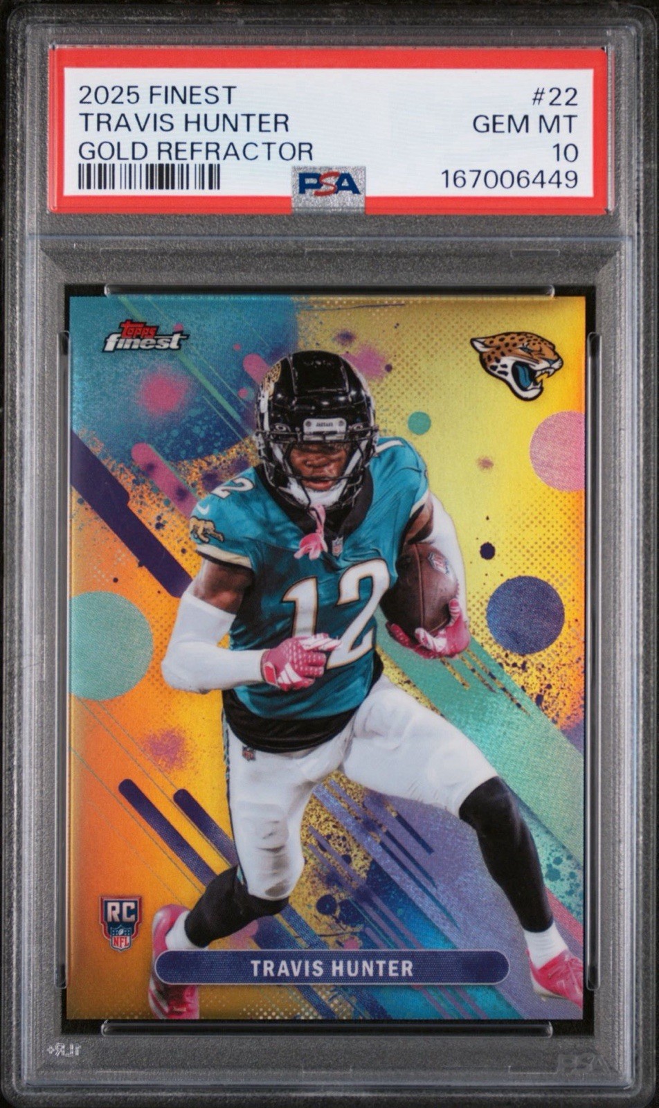 2025 TOPPS FINEST #22 TRAVIS HUNTER GOLD REFRACTOR 46/50 PSA 10 🚀 POP 1 2025 TOPPS FINEST #22 TRAVIS HUNTER GOLD REFRACTOR 46/50 PSA 10 🚀 POP 1