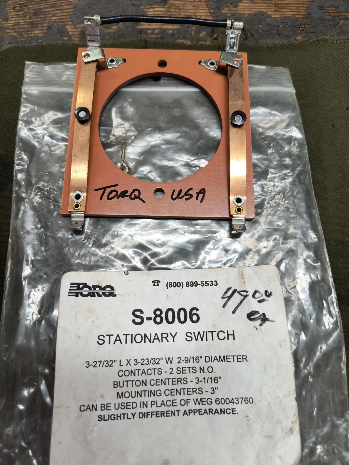 Torq S-8006 Stationary Switch For Single Phase Motor Starting Switch