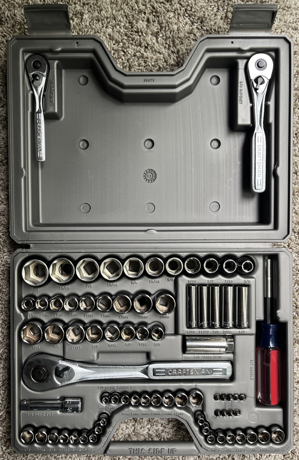 Vintage 1990\'s Craftsman 75-pc Metric & SAE Socket Set 1/4\