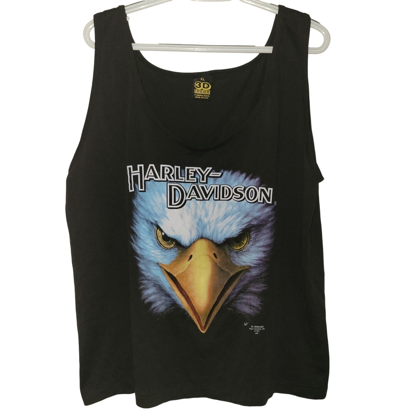 VTG 1991 3D Emblem Harley Davidson Tank Top Men\'s Size XL Made In USA EUC Eagle VTG 1991 3D Emblem Harley Davidson Tank Top Men\'s Size XL Made In USA EUC Eagle