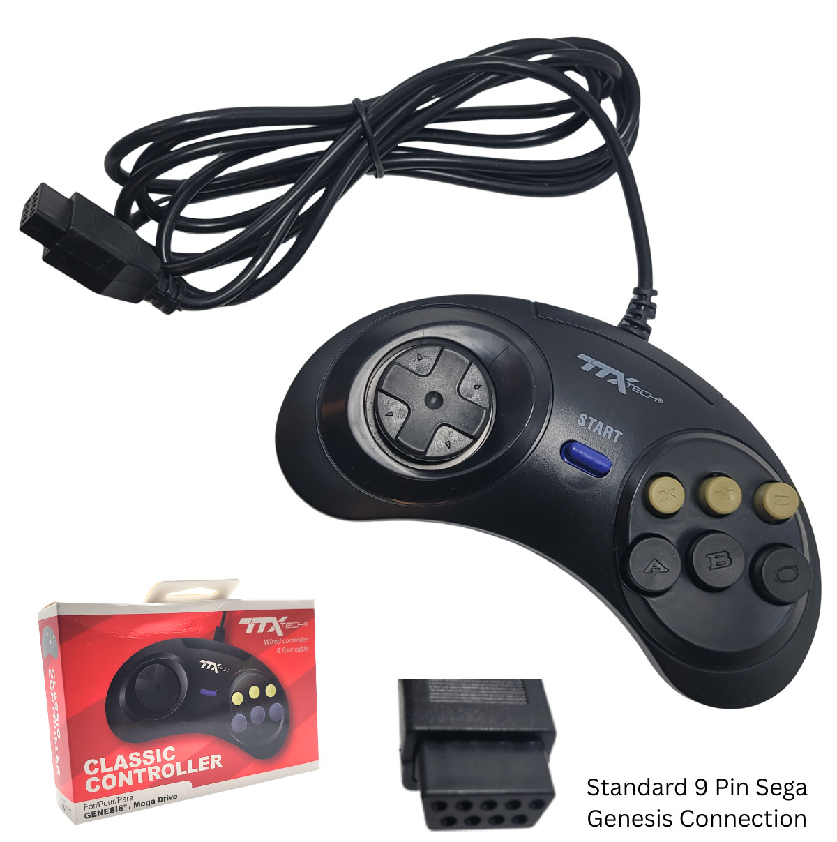 Wired Classic Controller for Sega Genesis by TTX Tech (Black) - New in Box Wired Classic Controller for Sega Genesis by TTX Tech (Black) - New in Box