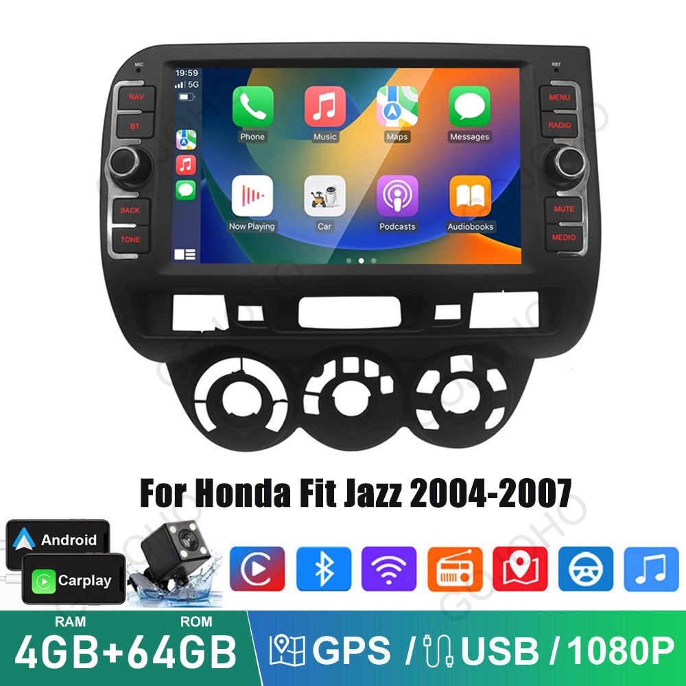 For 2004-2007 Honda Fit Jazz Radio Apple CarPlay Android 15 Car Stereo GPS Navi