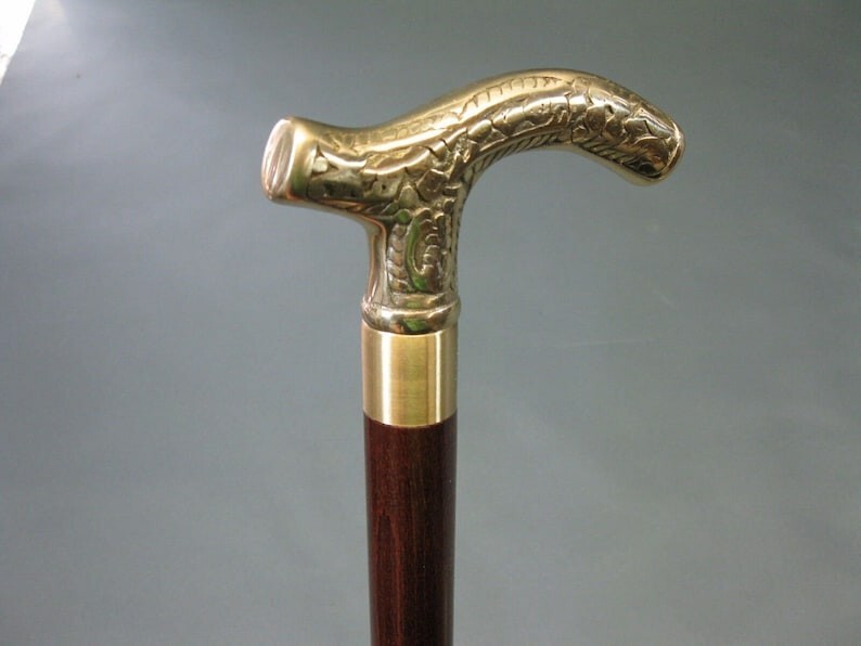 Brass Derby T Handle Walking Stick Foldable 3 fold Cane with Brown Plain Design Brass Derby T Handle Walking Stick Foldable 3 fold Cane with Brown Plain Design