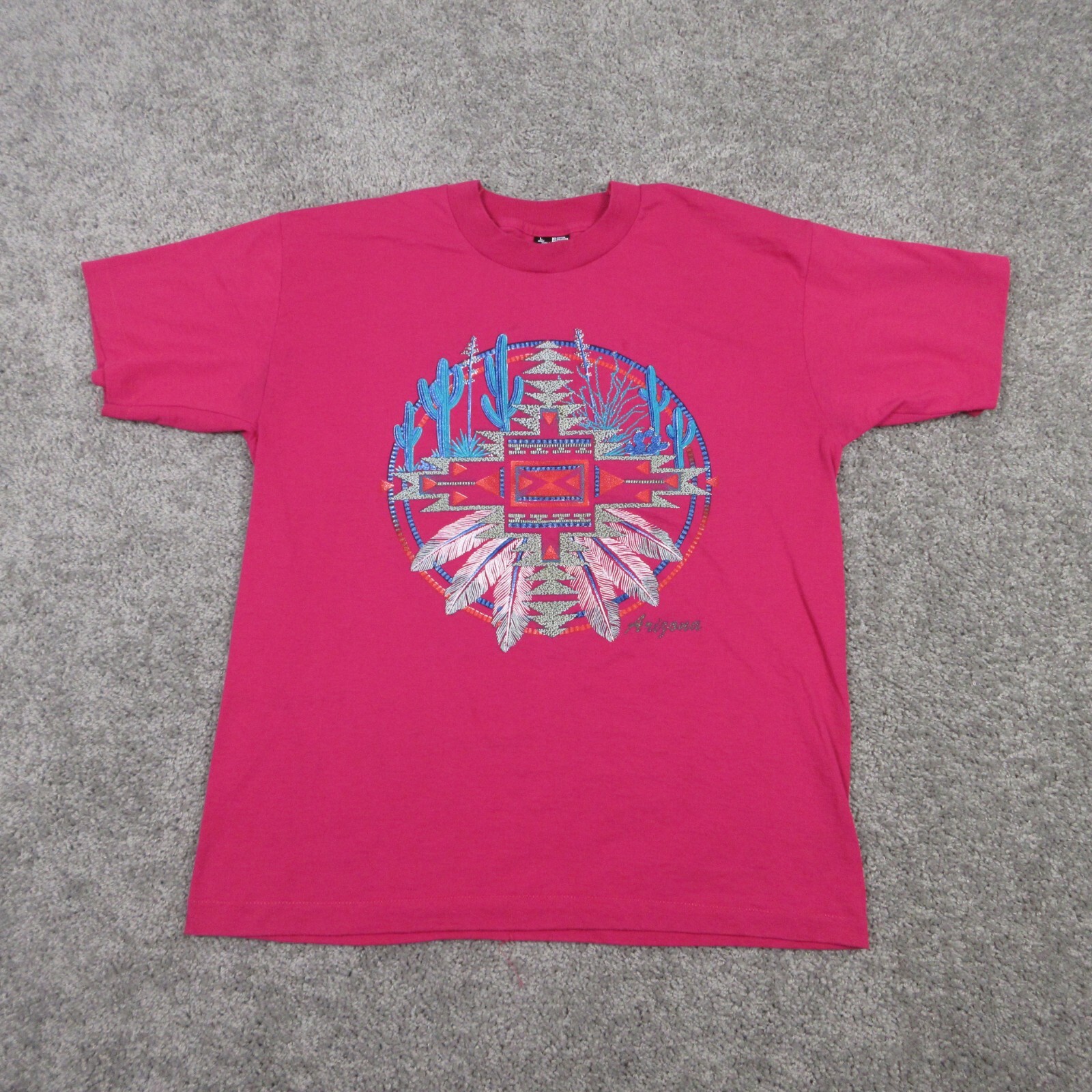 Vintage Arizona Shirt Adult Large Pink Aztec Southwestern Single Stitch Graphic