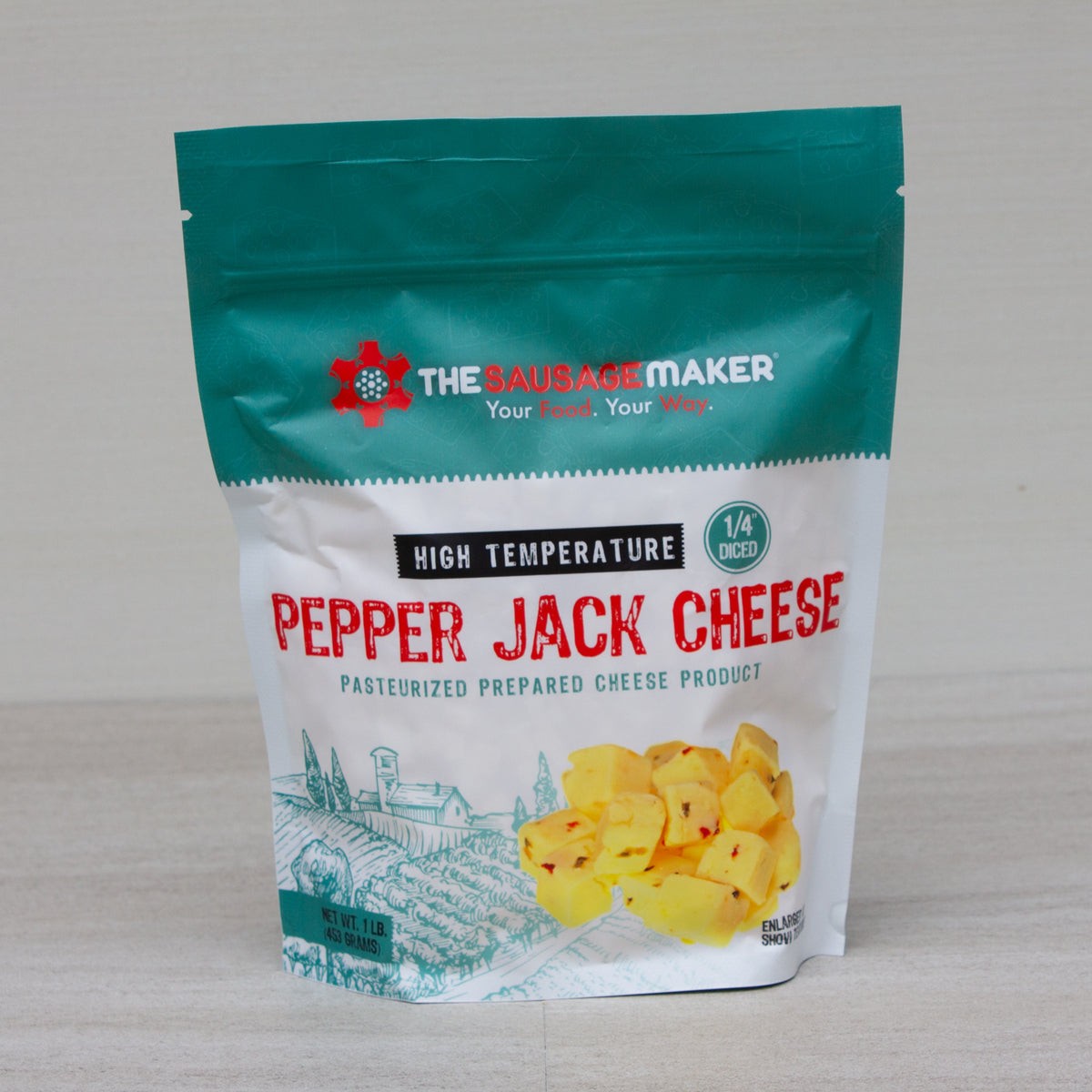 The Sausage Maker High Temp Pepper Jack Cheese 1/4\ The Sausage Maker High Temp Pepper Jack Cheese 1/4\