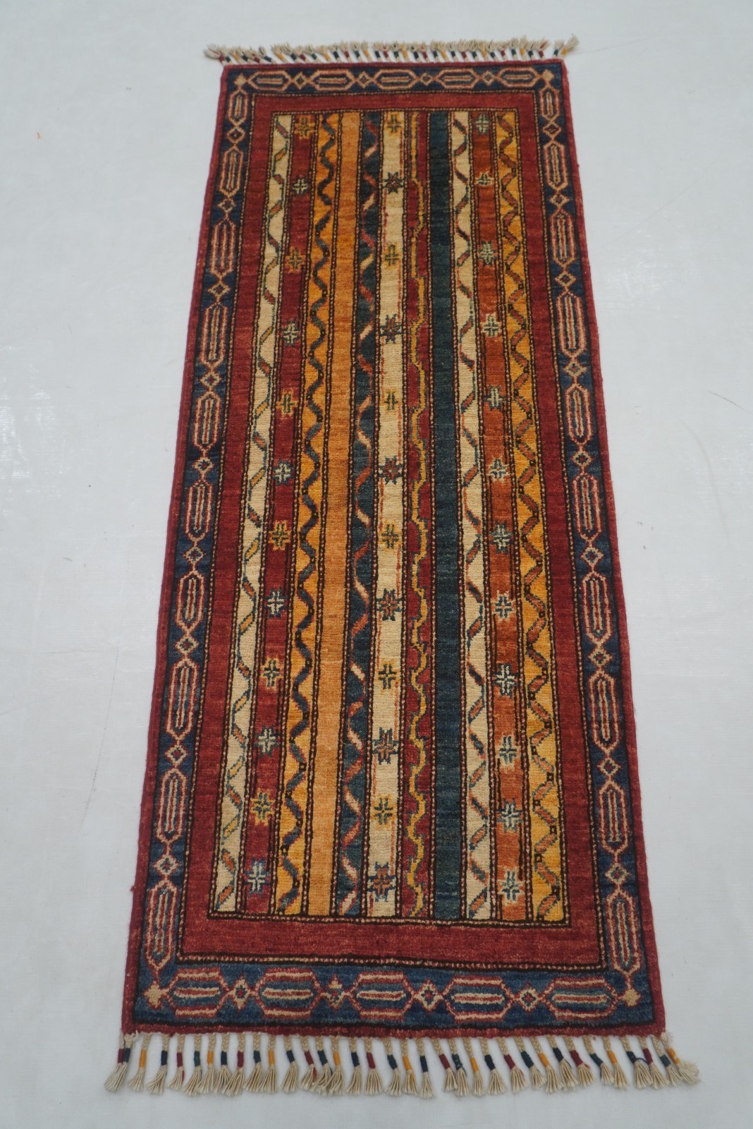 2x5 ft Red Turkish Shawl Hand knotted Narrow Short Runner Rug 2x5 ft Red Turkish Shawl Hand knotted Narrow Short Runner Rug