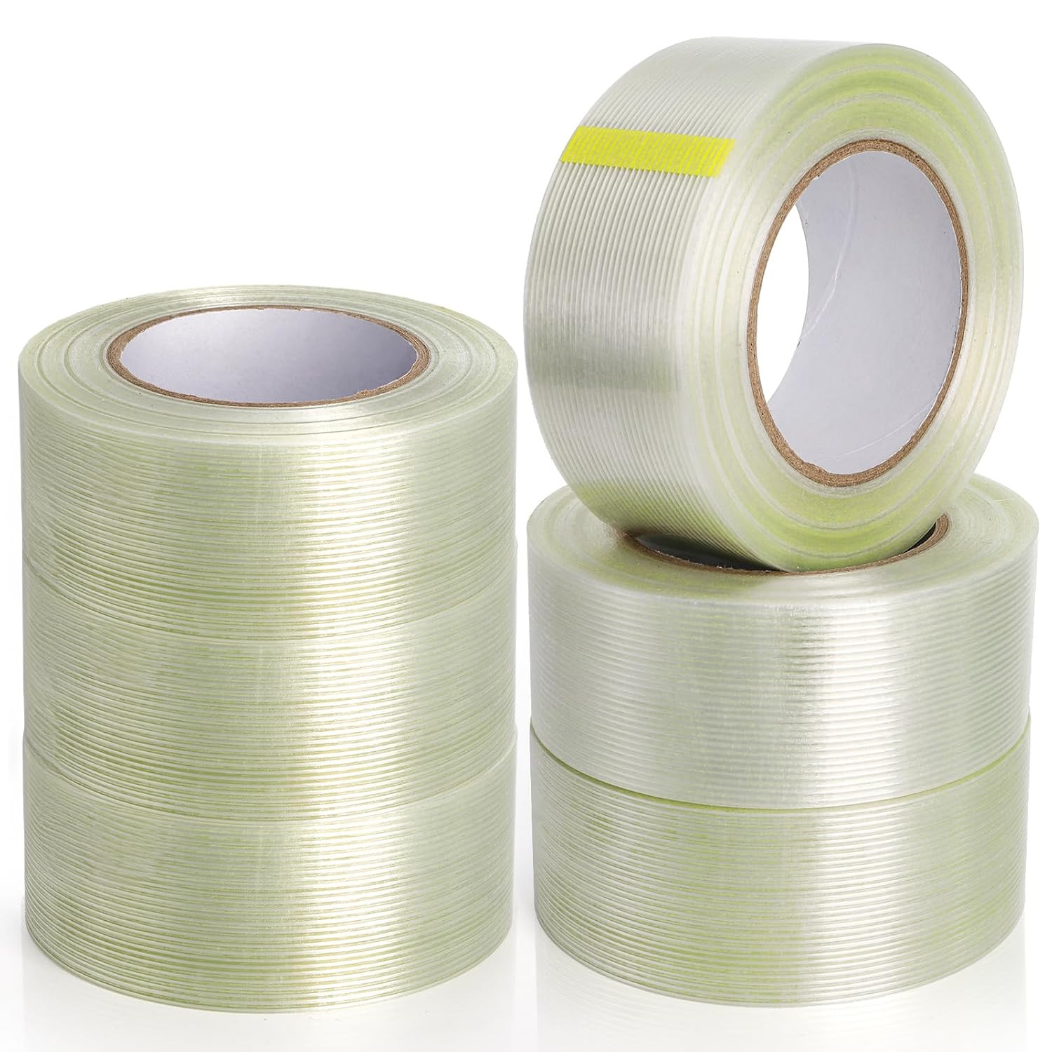 6 Rolls Filament Strapping Tape, 2\'\' X 60Yds X 5.5Mil Reinforced Fiberglass Tape