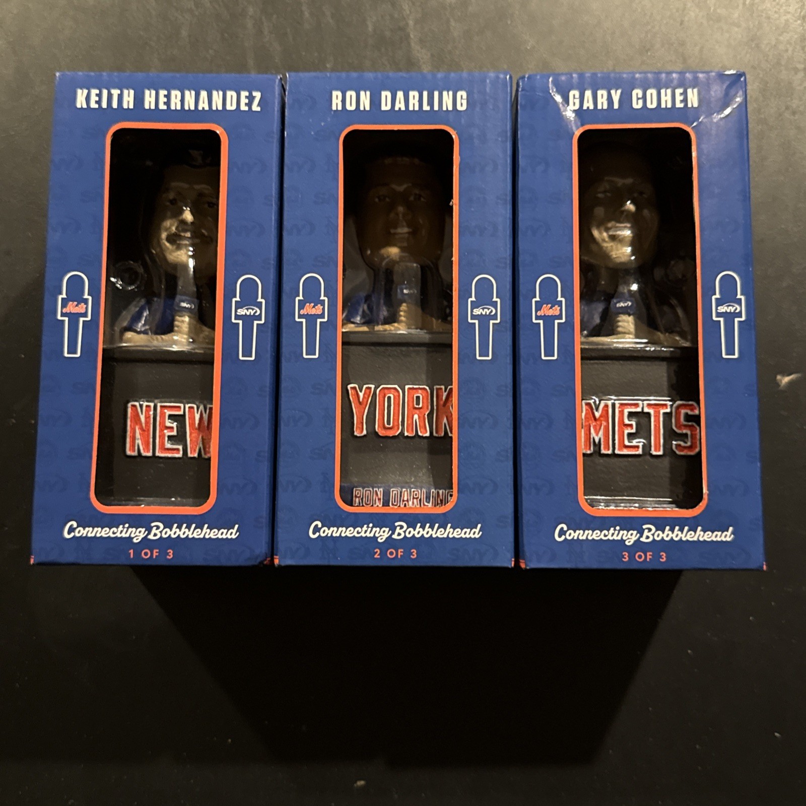 2022 Keith Hernandez Ron Darling Gary Cohen NY Mets 3 Bobblehead GKR SGA Set 2022 Keith Hernandez Ron Darling Gary Cohen NY Mets 3 Bobblehead GKR SGA Set