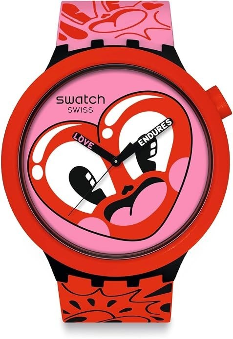 Swatch Big Bold Biosourced Unisex Watch Casual Plastic Red Automatic Waterpro... Swatch Big Bold Biosourced Unisex Watch Casual Plastic Red Automatic Waterpro...