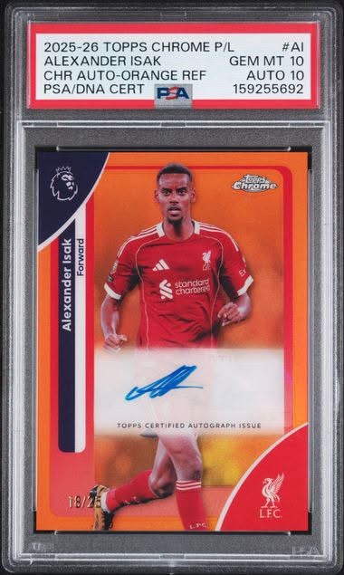 2025-2026 TOPPS CHROME PREMIER LEAGUE CHROME AUTO Liverpool Alexander Isak /25 2025-2026 TOPPS CHROME PREMIER LEAGUE CHROME AUTO Liverpool Alexander Isak /25