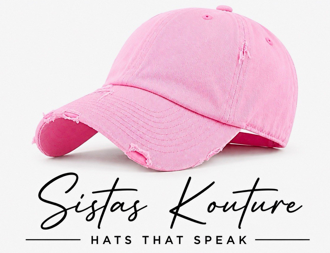 Sistas Kouture Women’s Pink Vintage Distressed Cotton Adjustable Baseball Cap Sistas Kouture Women’s Pink Vintage Distressed Cotton Adjustable Baseball Cap