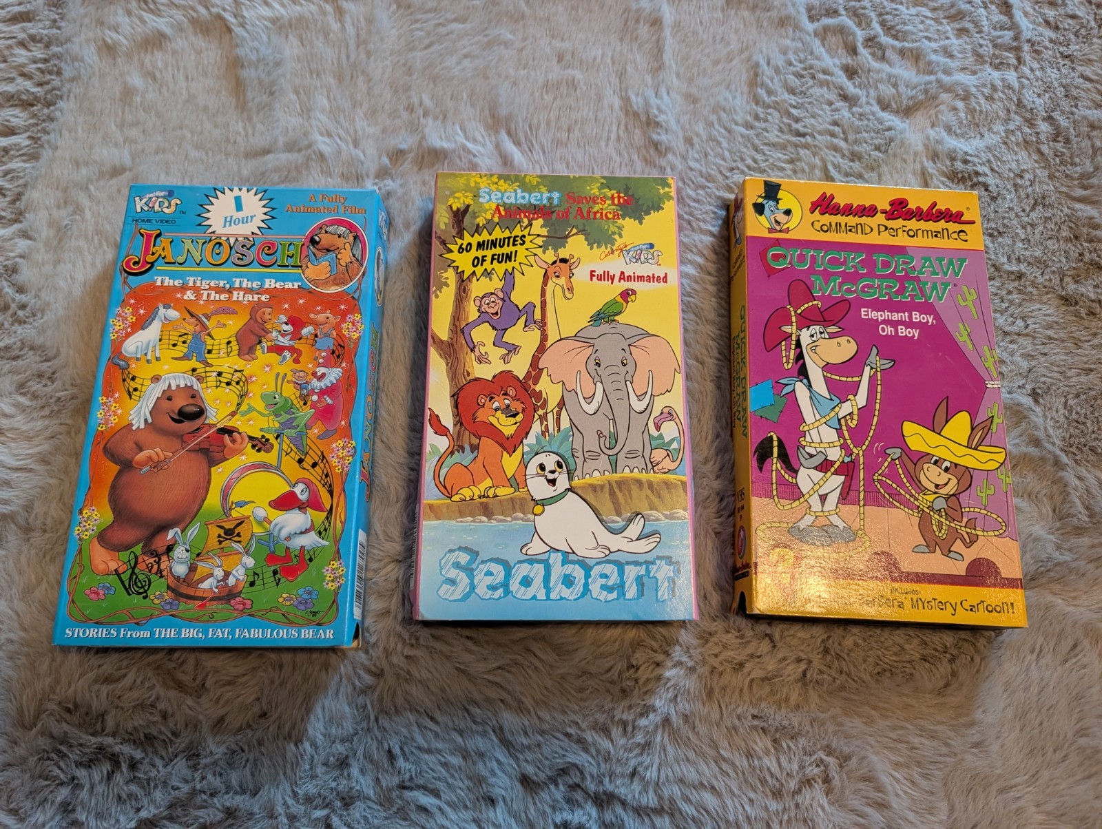 Rare VHS Lot 3 Janosch Seabert Quick Draw McGraw OOP Vintage Kids Cartoon