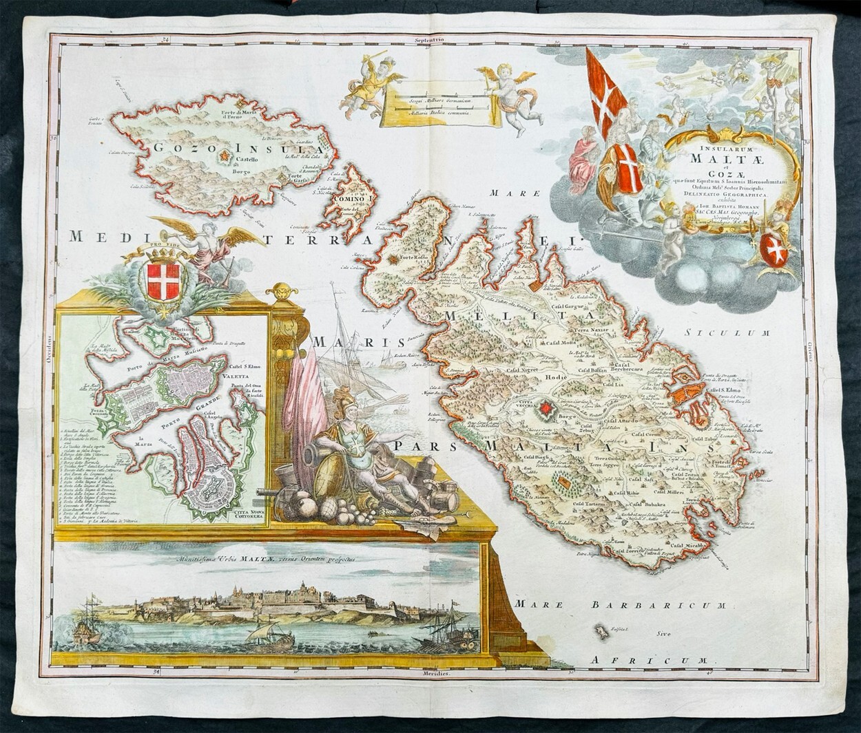 1720 Homann Large Antique Map of The Islands of Malta - Gozo, Comino, Valletta 1720 Homann Large Antique Map of The Islands of Malta - Gozo, Comino, Valletta