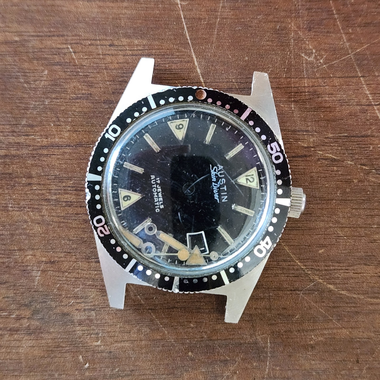 VTG Austin Watch Co. Skin Diver Dial, Hands, Case & Crown Set - As Is -For Parts
