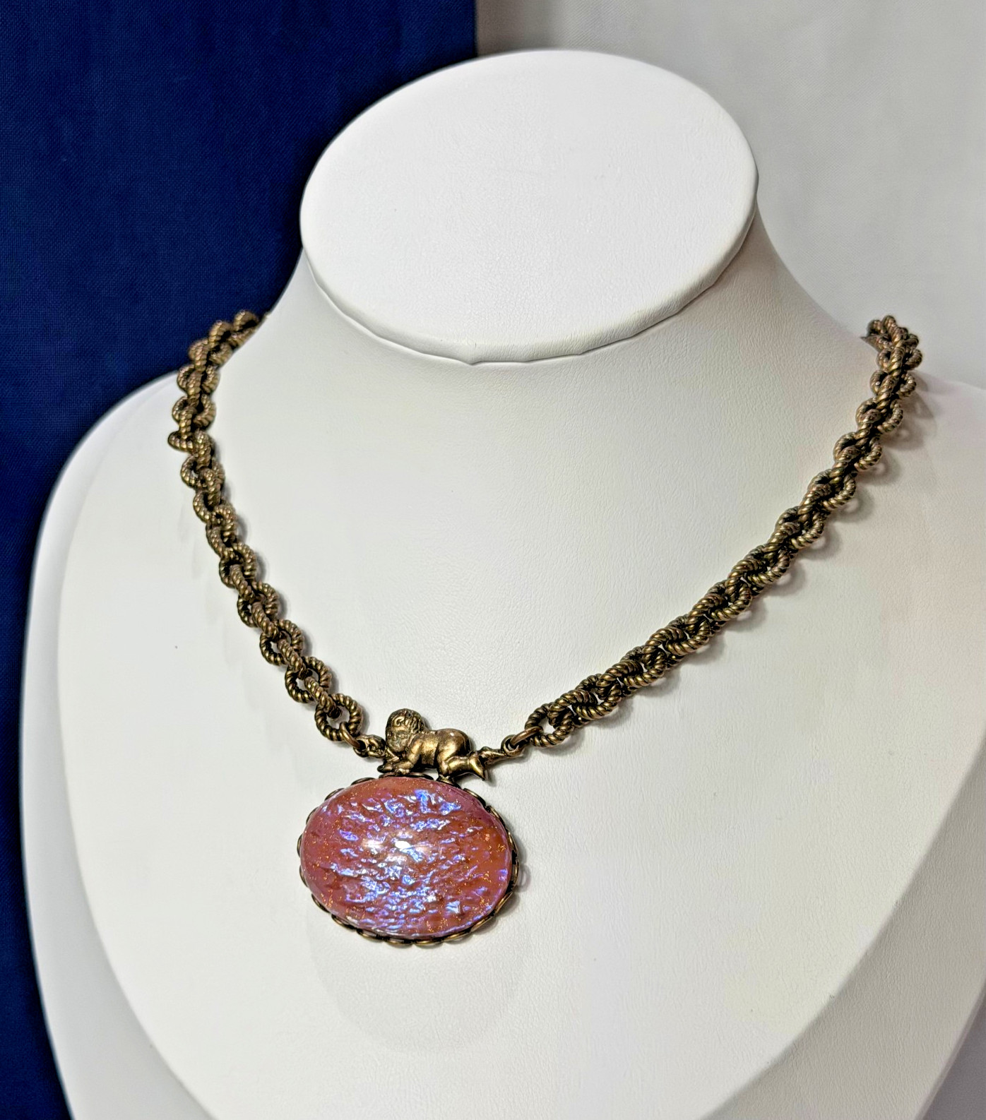 Kirks Folly Necklace Pink Art Glass Cherub Fashion Jewelry Lobster Clasp Closure