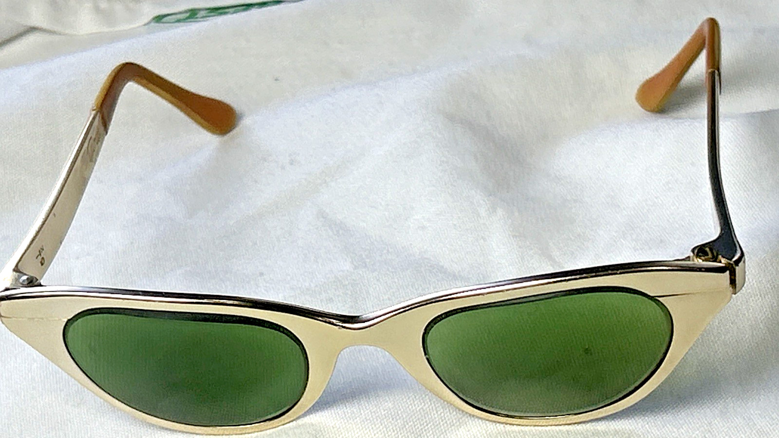 Vintage 1950\'s Tura Designer Cat-Eye Gold Tone Sunglass, Green Tint With Bifocal Vintage 1950\'s Tura Designer Cat-Eye Gold Tone Sunglass, Green Tint With Bifocal