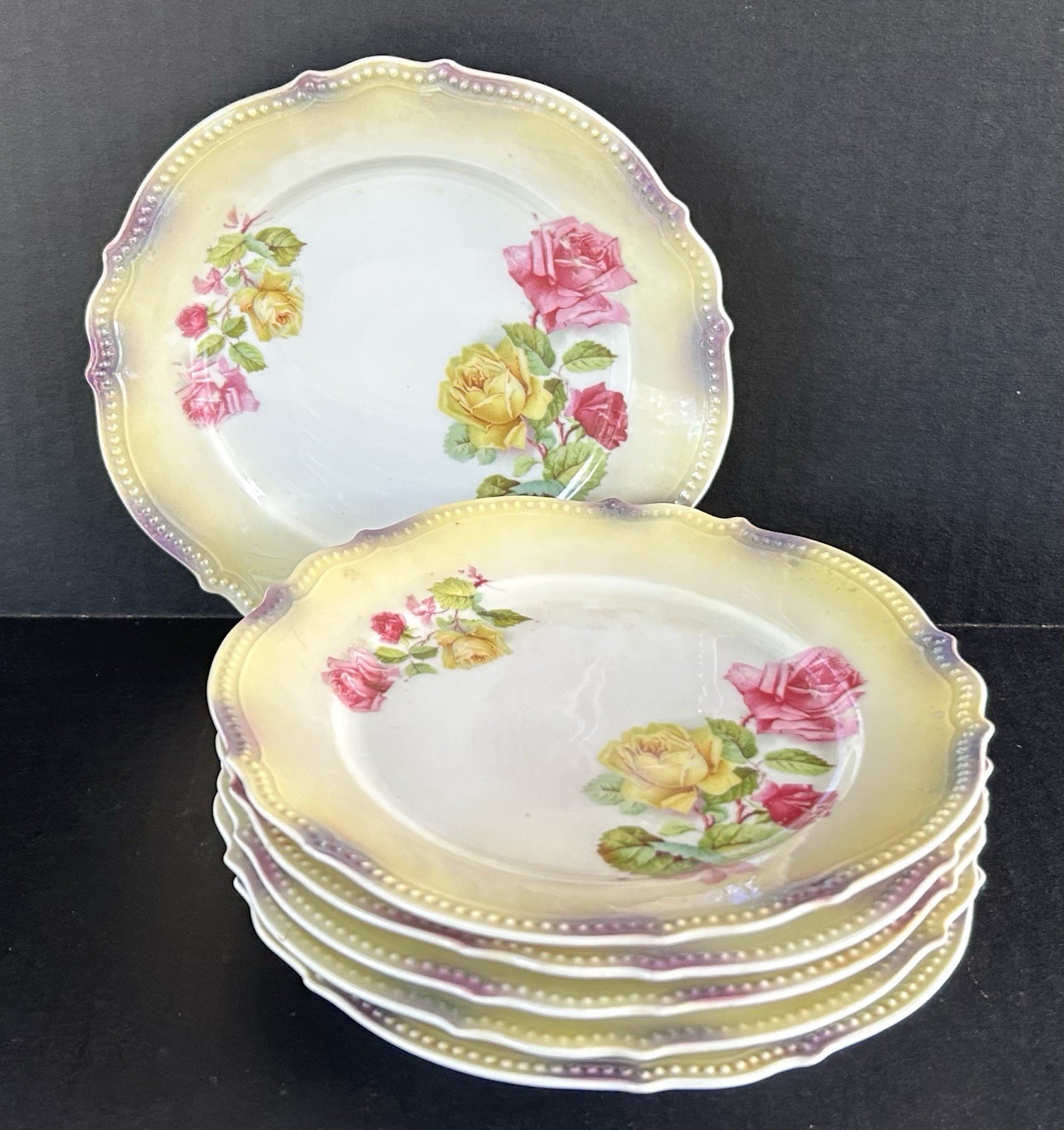Antique PK Silsia Germany Porcelain Dessert Plates 6 1/4\ Antique PK Silsia Germany Porcelain Dessert Plates 6 1/4\