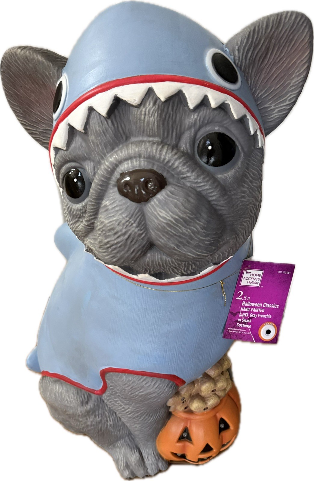 Halloween Decoration- 2.5ft LED French Bulldog Shark Figurine w Lights