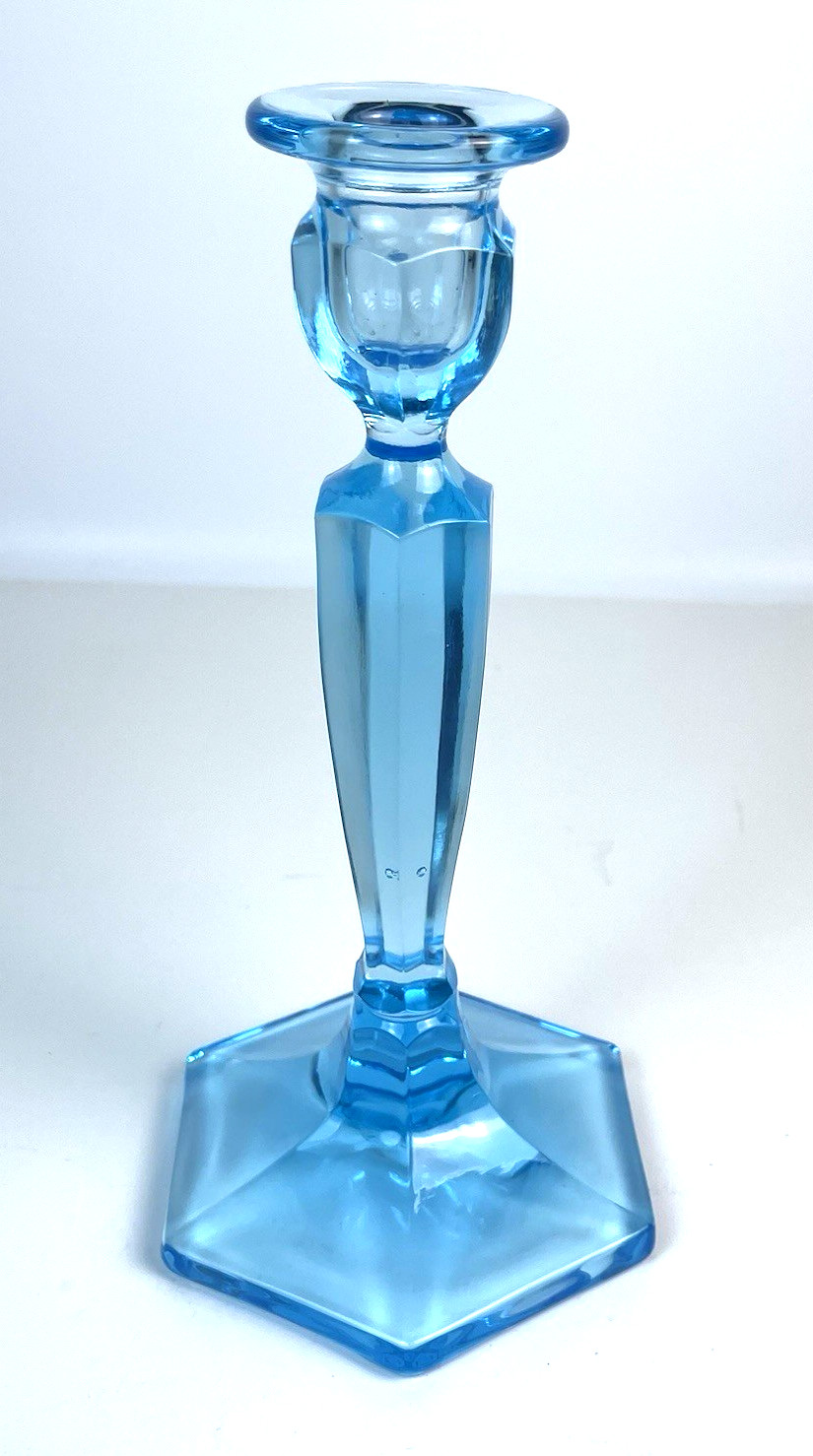 Fenton Light Ice Blue Art Glass Candlestick Holders Vintage Decorative 8.5\