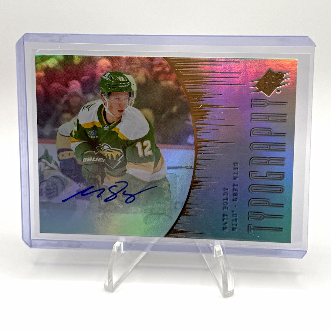 Upper Deck 2025-26 SPx Hockey Typography Matt Boldy Auto TYPE-MB Wild Upper Deck 2025-26 SPx Hockey Typography Matt Boldy Auto TYPE-MB Wild