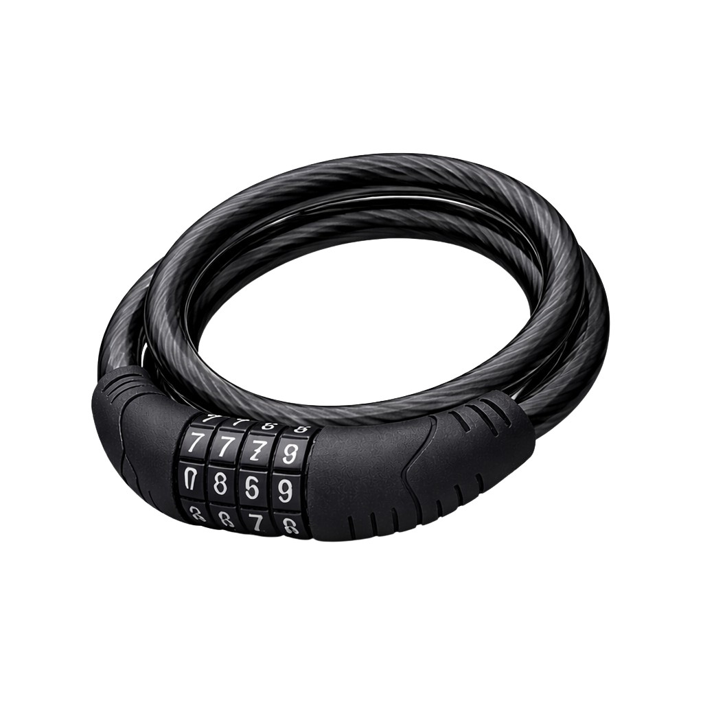 4FT Bike Lock Cable 10mm Steel Combination Bicycle Security Resettable Black
