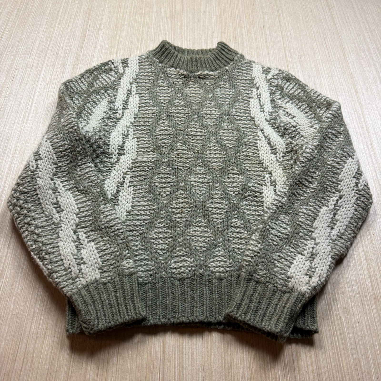 60s vtg Brentwood Wool Atomic Sportswear Cable Knit Sweater Rugged S Rockabilly