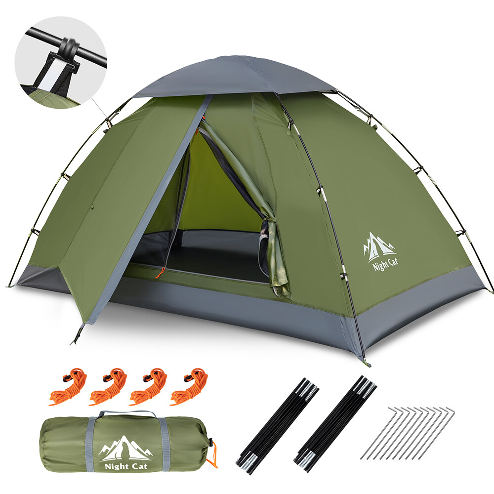 2-Man Army Green Waterproof Tent Instant Setup Outdoor Camping with Carry Bag