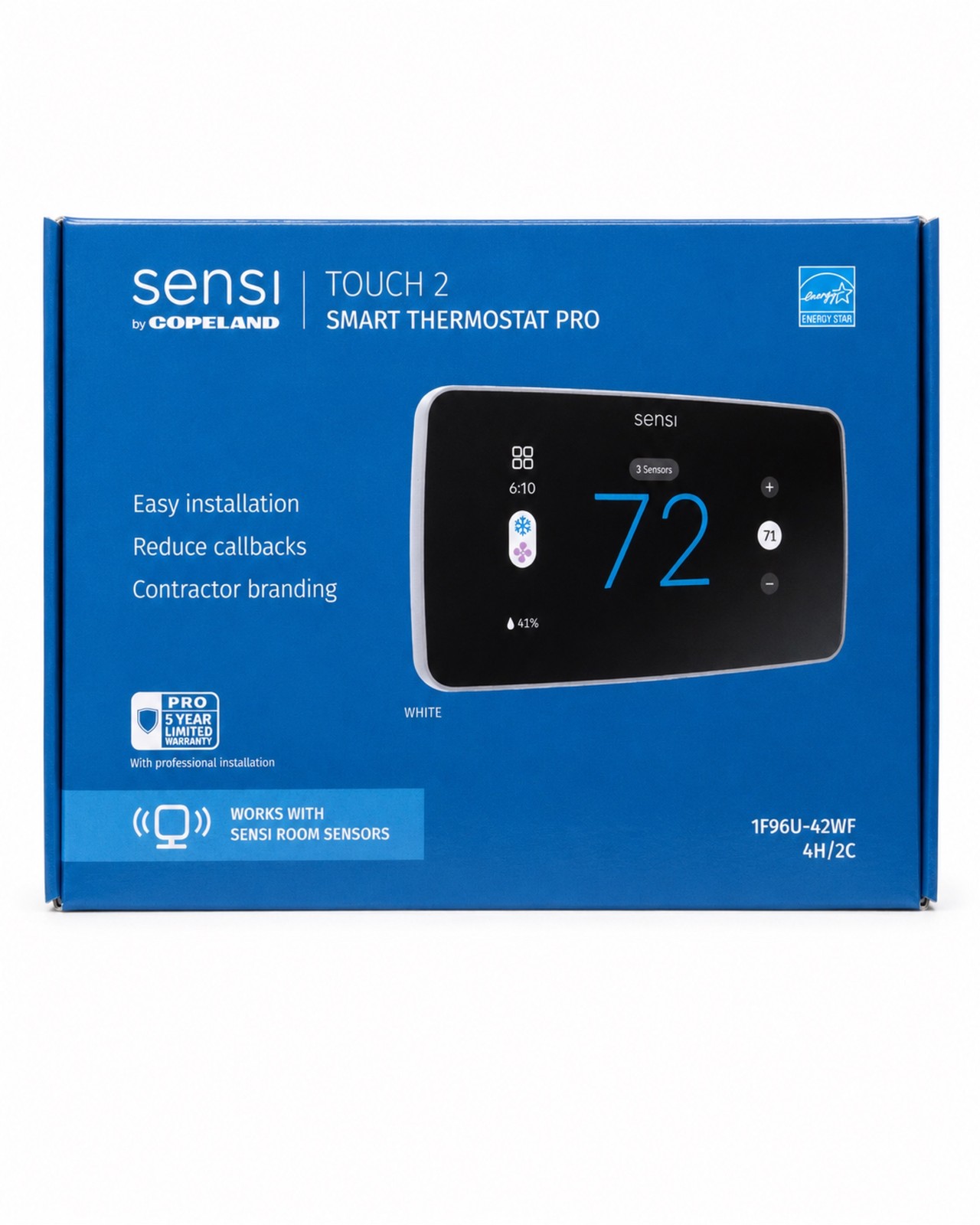 Emerson Sensi Touch 2 Wi-Fi Smart Thermostat Touchscreen Alexa White