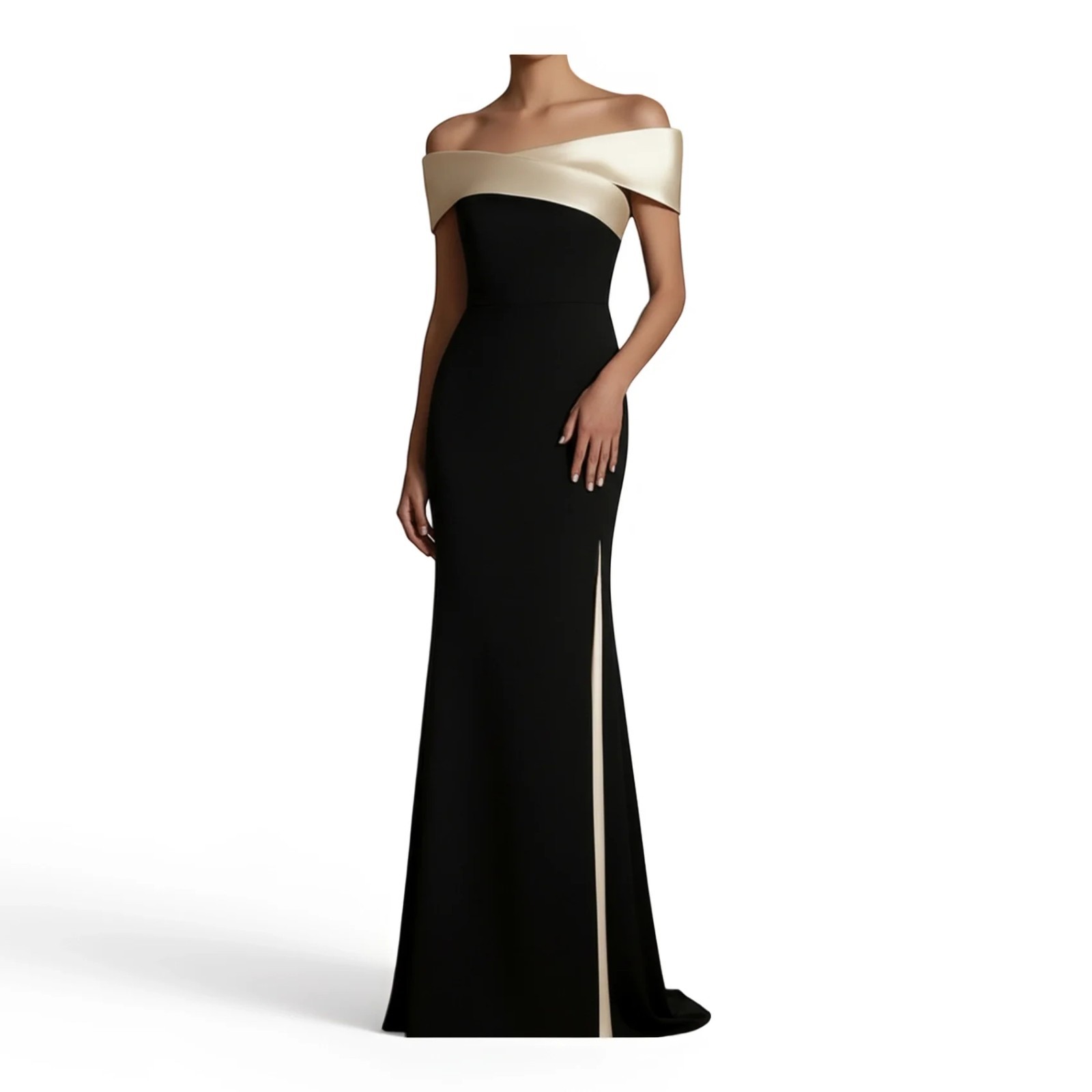Women’s Off Shoulder Mermaid Maxi Dress Elegant Contrast Bodycon Evening...