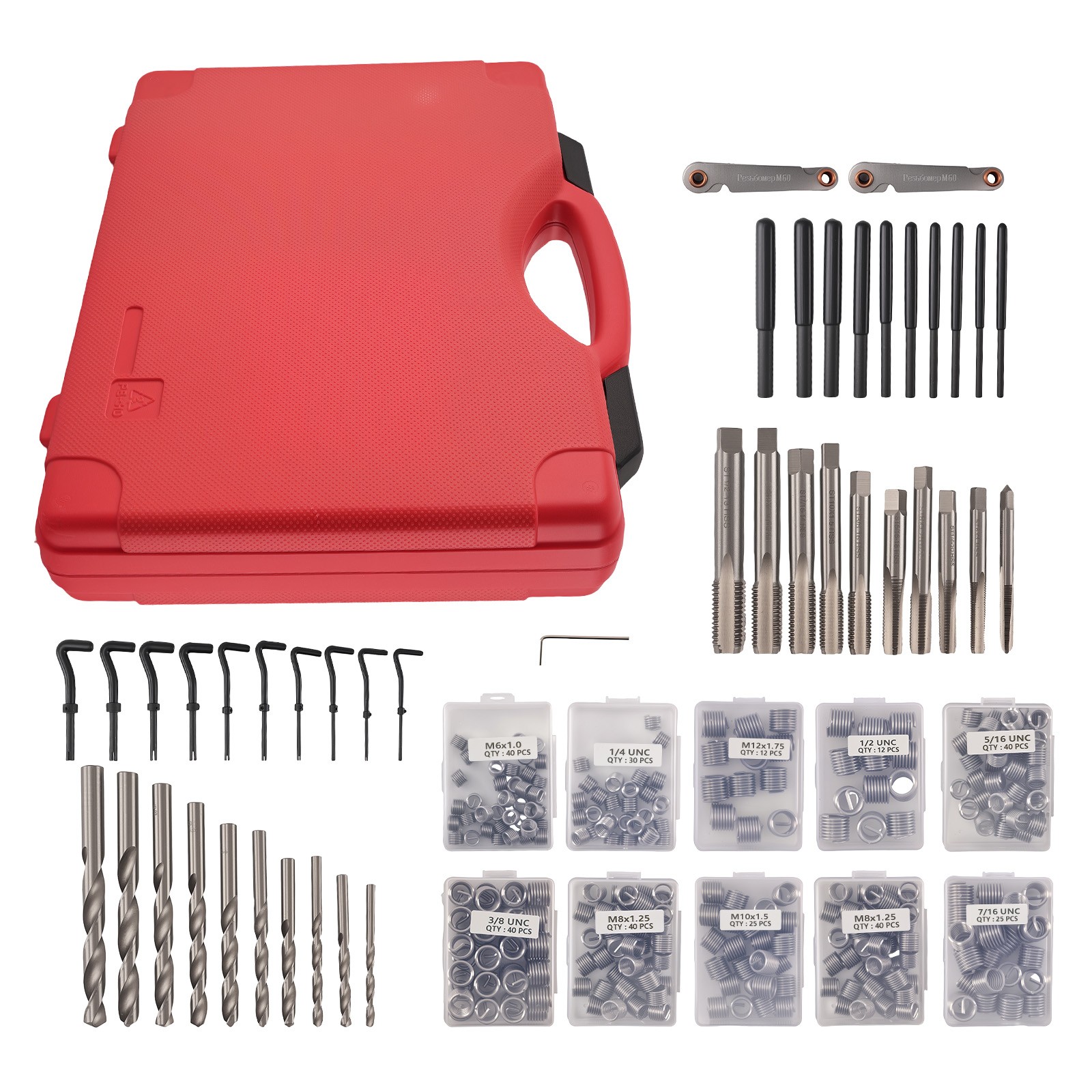 338Pc Engine Automotive Thread Restoration Kit SAE Metric Strip Tool Set