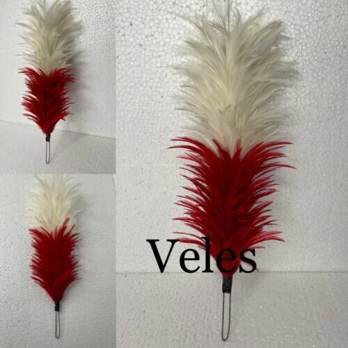 White & Red Color Plume for Shako Helmet & Hat, Plume Length 18 inch