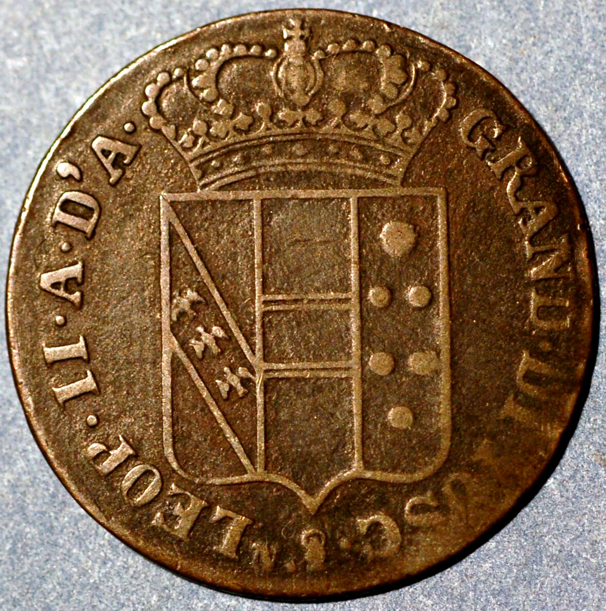 1853 3 Quattrini Italian States Leopold II C# 64 Duchy of Tuscany