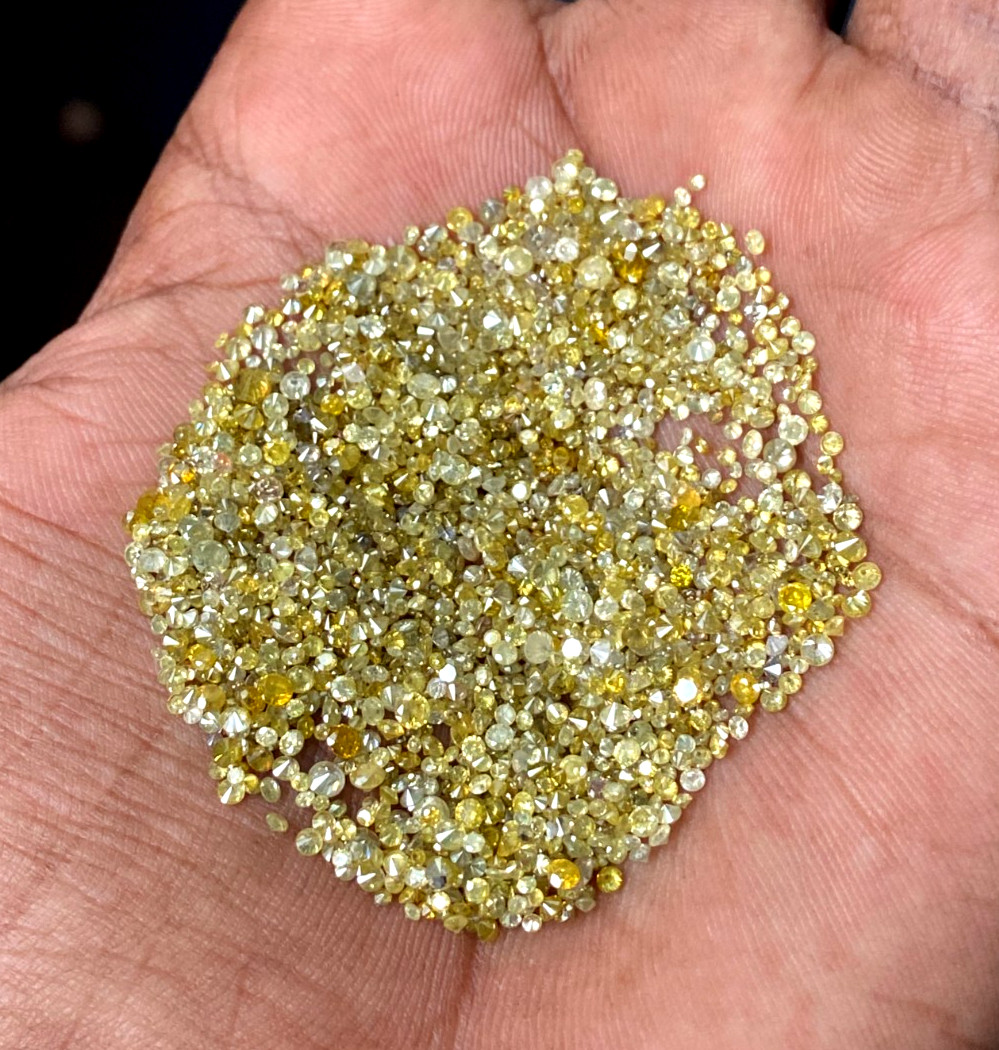 1+carat Scoop 1.5mm yellow shade color round brilliant cut natural diamond lot