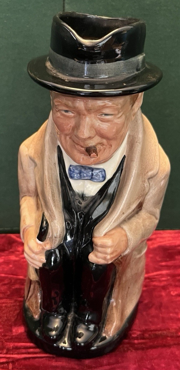 Vtg Royal Doulton Winston Churchill Toby Pitcher Mug Jug Large 9” w/handle UK Vtg Royal Doulton Winston Churchill Toby Pitcher Mug Jug Large 9” w/handle UK
