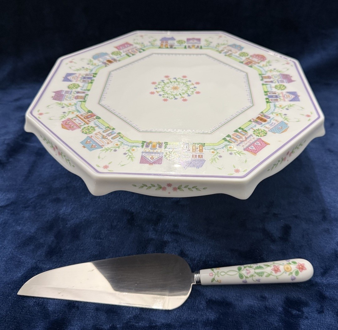 Lenox Village 2003 Vintage Pedestal Cake Stand & Knife- Mint Condition Lenox Village 2003 Vintage Pedestal Cake Stand & Knife- Mint Condition