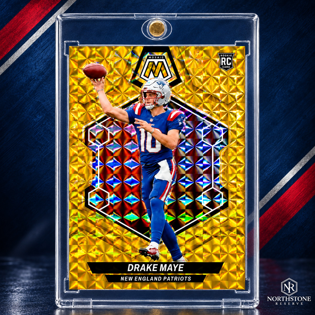 Drake Maye Rookie RC Yellow Mosaic Refractor SSP Rare Patriots Investment Card