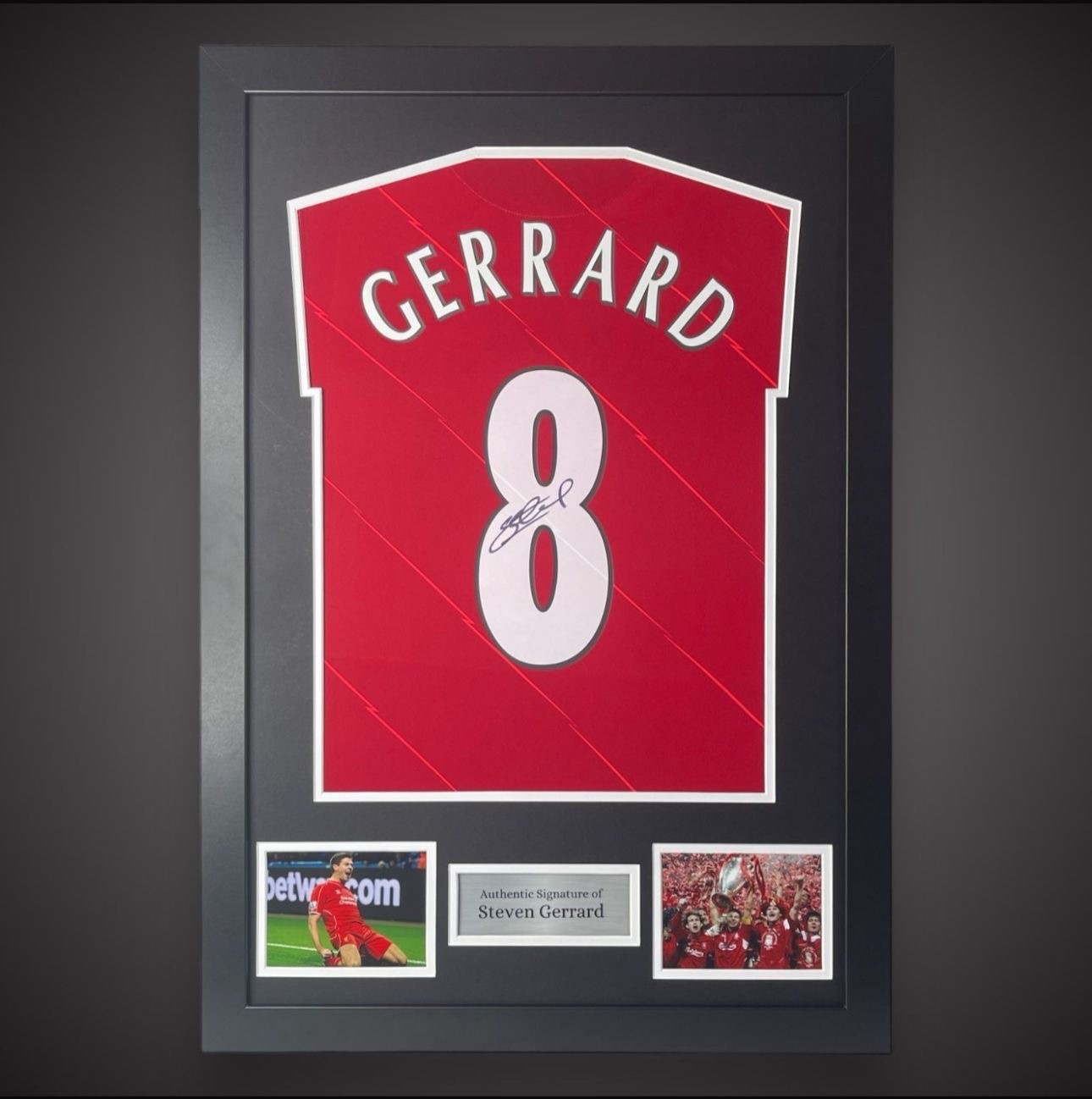 Framed Steven Gerrard Modern Hand Signed Liverpool Shirt With COA £185