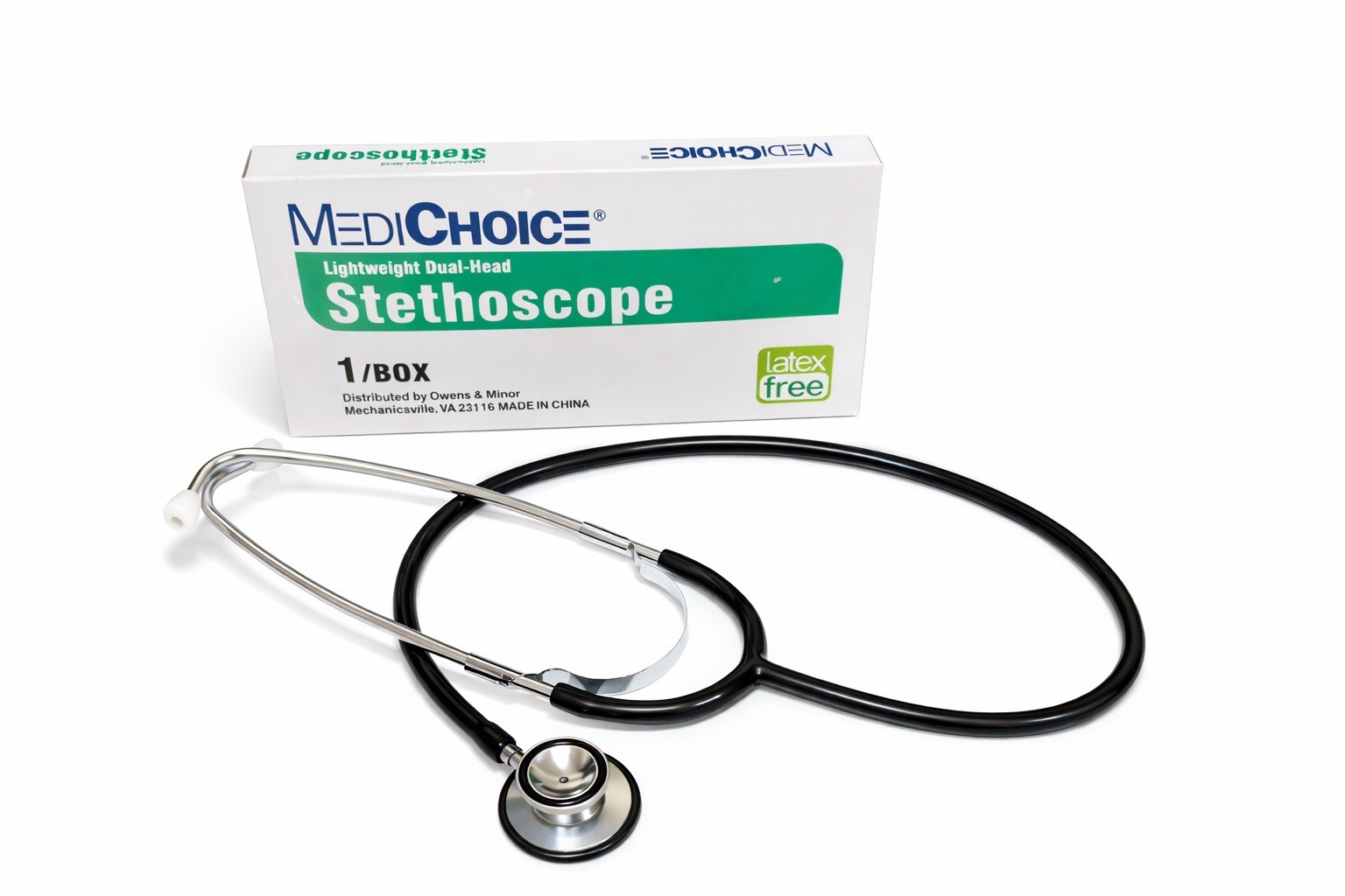 MediChoice Lightweight Dual-Head Stethoscope – Latex Free – Black – New
