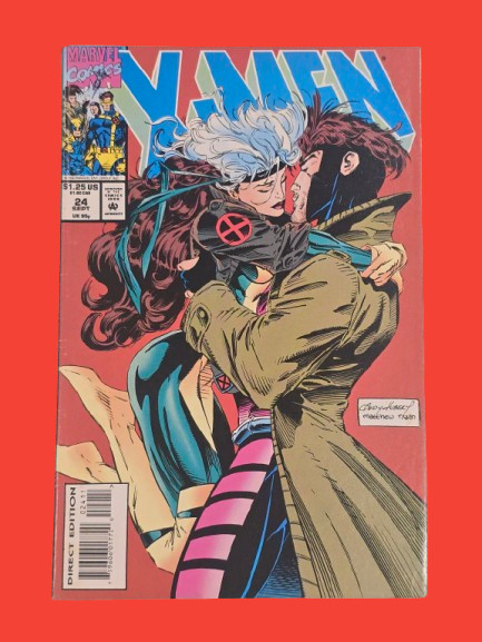 X-Men #24 1993 Marvel Direct Edition Andy Kubert Gambit Rogue Kiss Cover