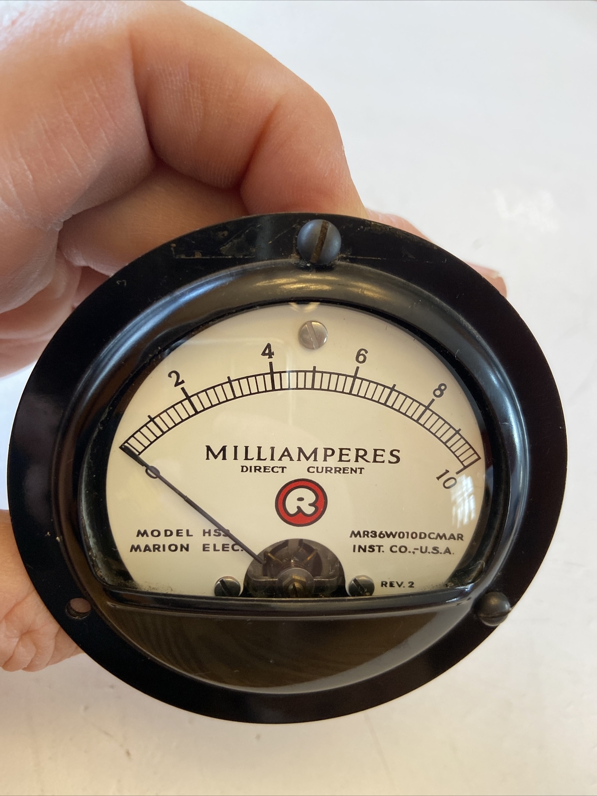 Vintage Marion Milliamperes DC Panel Meter Model HS3 Scale 0-10 L15 Vintage Marion Milliamperes DC Panel Meter Model HS3 Scale 0-10 L15