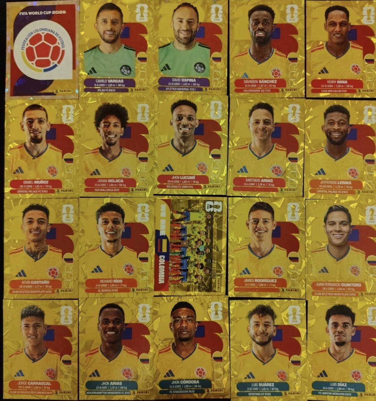Colombia team full  gold crumple  world cup 2026